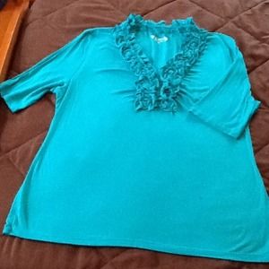 Turquoise Cato ruffled top. Size XL.
