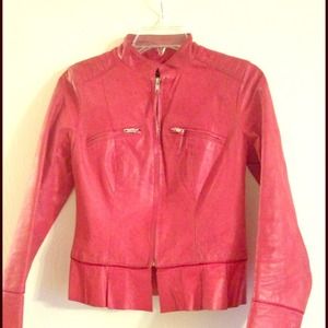 Arden B. red leather jacket