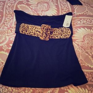 SOLD IN BUNDLE---Forever 21 top with leopard belt