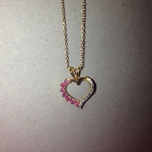 Genuine Ruby Diamond Accent heart necklace