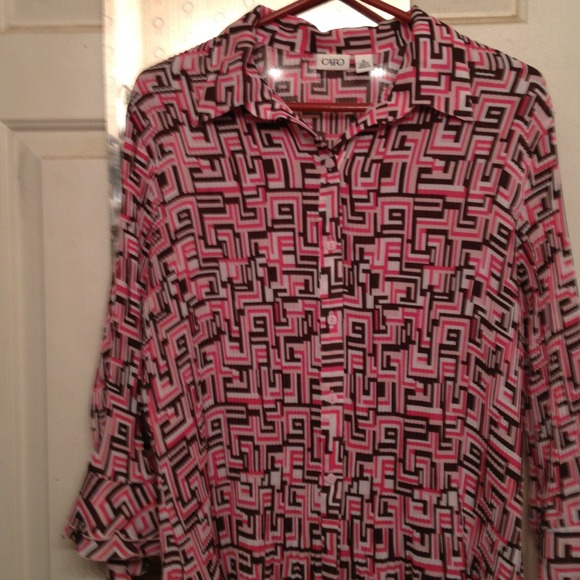 Pink and brown stretchable dress shirt - Picture 1 of 4