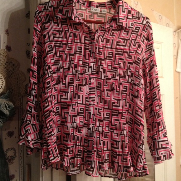 Pink and brown stretchable dress shirt - Picture 4 of 4