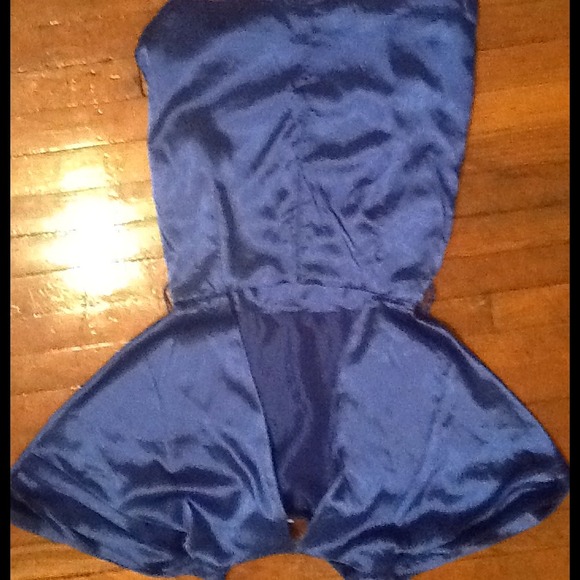 Open back blue satin mini dress nwot - Picture 1 of 3