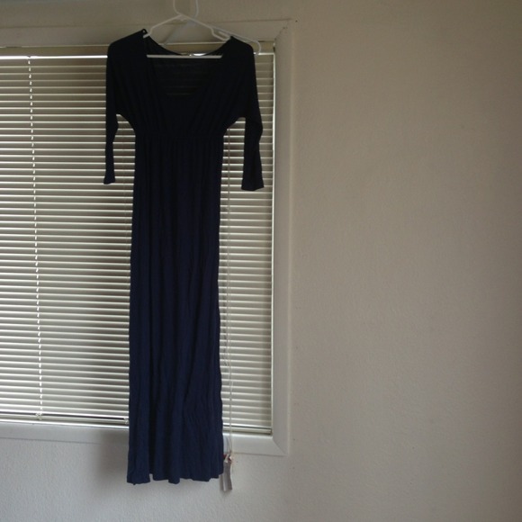 Navy blue half sleeve maxi dress