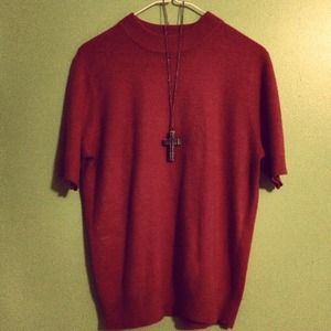 Comfy Knitted Burnt Orange Short Sleeve Sweater