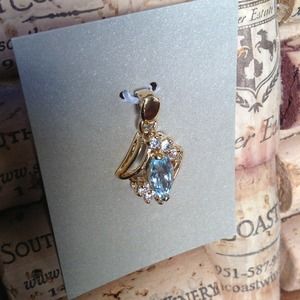 Blue Topaz & Crystal Pendant