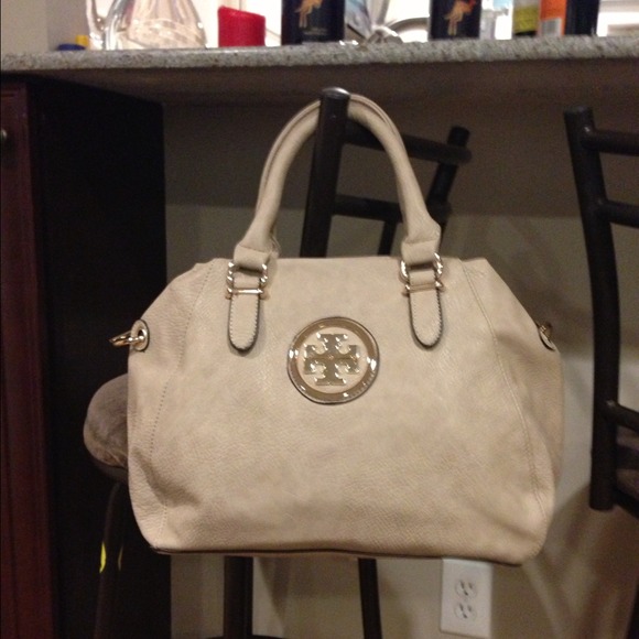 Bone colored satchel purse