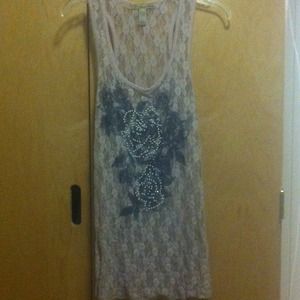 American Rag Pink see thru floral shirt