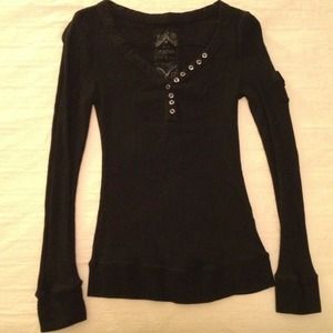 Black, long-sleeve Henley