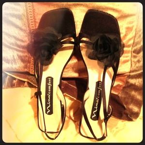 SOLD to ambam!  Sexy Black Sling-back Heels