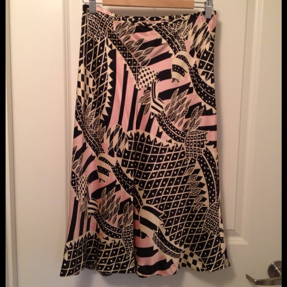 *Reduced* Black, Pink and White Silk Skirt