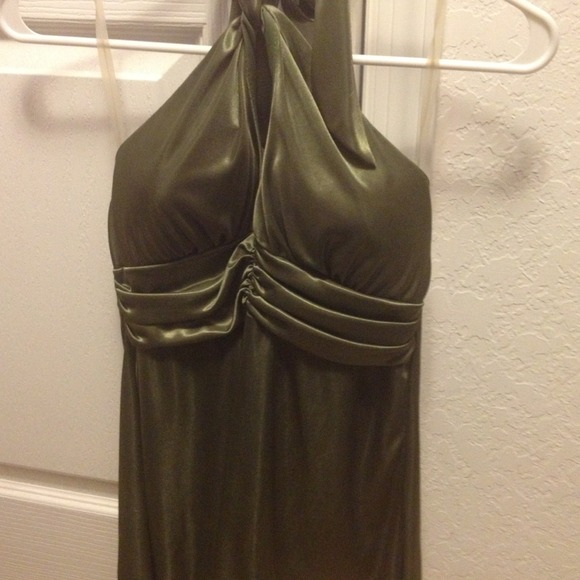 Olive satin green sexy top