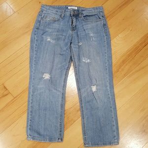 Wax distressed capris.