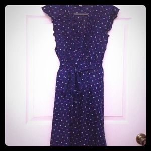 ⚠️REDUCED Navy dress w/ white & purple polka dots