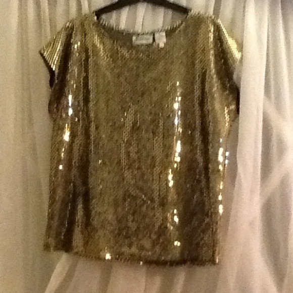 Vintage gold sequin Short sleeve medium - Picture 1 of 3