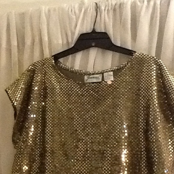 Vintage gold sequin Short sleeve medium - Picture 3 of 3