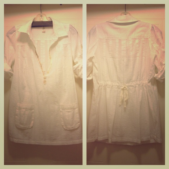 Free People white linen top