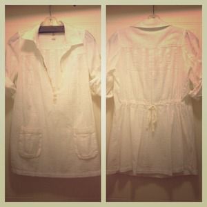 Free People white linen top