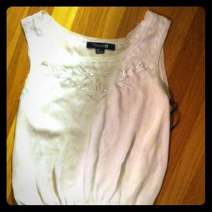 RESERVE white top cardigan angel feather earring