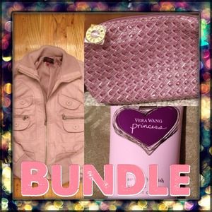 Bundle /jacket, body wash, & makeup bag/