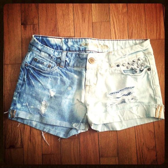 Half-Bleached and Studded Shorts
