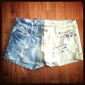 Half-Bleached and Studded Shorts