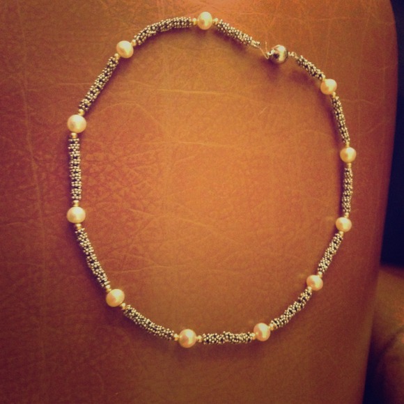 14k pearl and silver vintage necklace