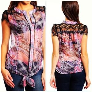 💕flirty sheer spring lacey top💐