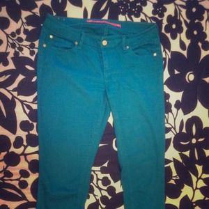 Teal and Coral skinny jeans!