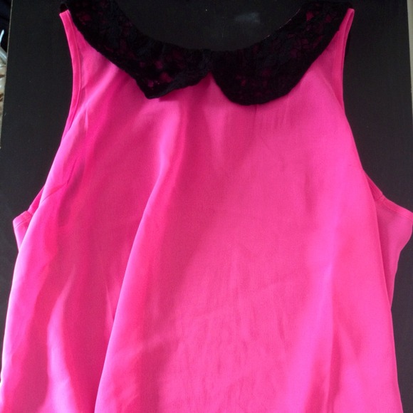 Charlotte Russe neon pink Peter Pan collared top