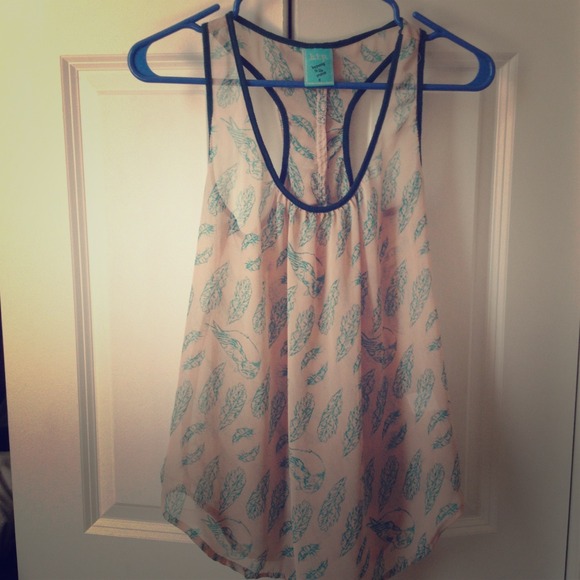 H.I.P pink chiffon feather racer back top