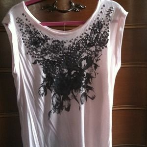 Pink top with black floral print