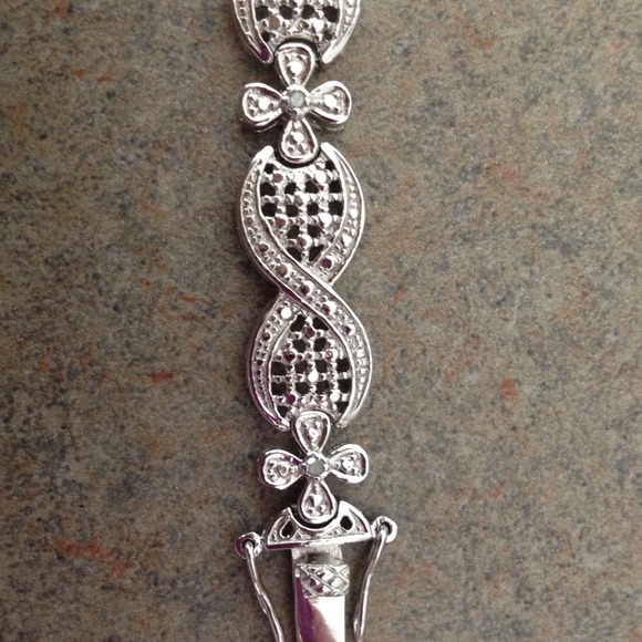 Sterling Silver Diamond Flower Bracelet - Picture 3 of 4