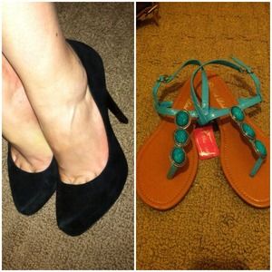 Jessica Simpson heels & turquoise sandals w stone