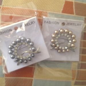Fashion Broaches one silver the other cream