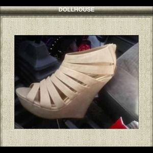 Nude wedge sandals worn once or twice