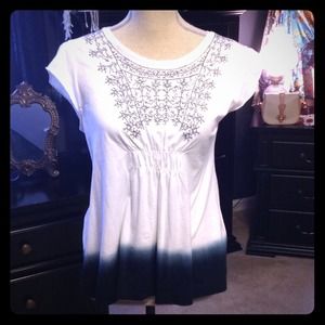 White and blue faded top