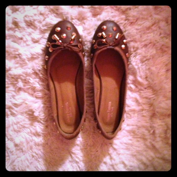 Cute brown, gold studded ballet flats