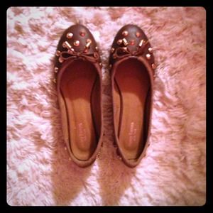 Cute brown, gold studded ballet flats