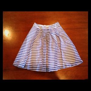 J. Crew Blue and White Striped Chiffon Skirt