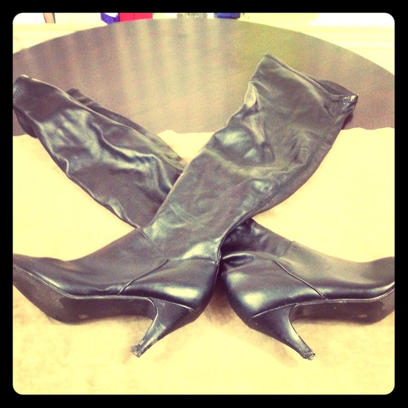 Black pleather over-the-knee boots - on hold
