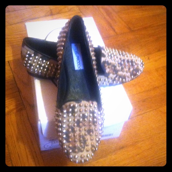 Studded leopard print flats