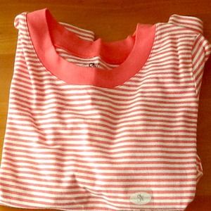 Coral Striped Women's Petite Medium Top NWT