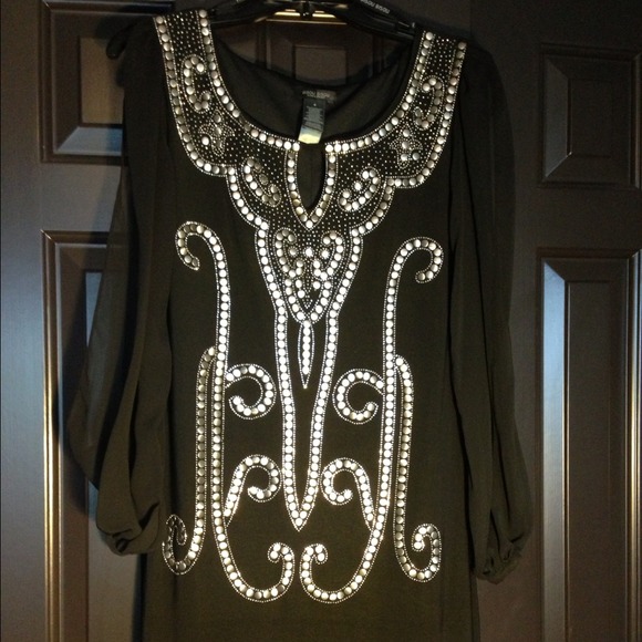 Sexy black dress with silver beaded detail.