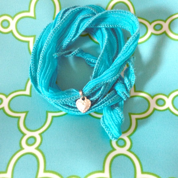 RESERVED Stella & Dot Blue Silk Charm Base Silver