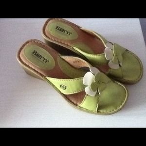 Lime green wedge sandals