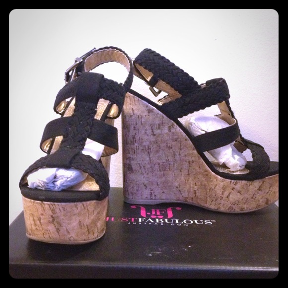 Sexy Black JustFab Wedges