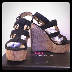 Sexy Black JustFab Wedges
