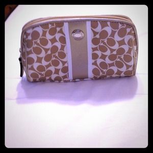 Authentic Coach signature printed make up bag