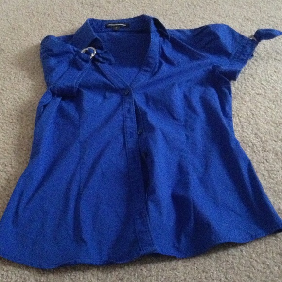 Royal blue short sleeve shirt by express